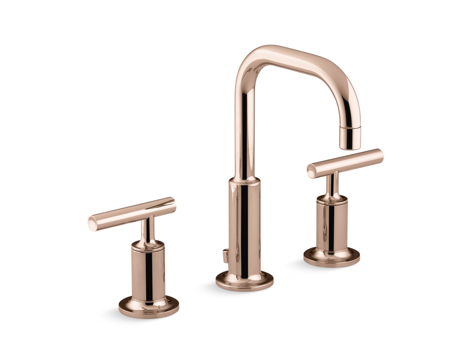 Kohler Misturador de lavatório Purist™ de pia de banheiro com bica baixa e misturadores de alavanca Purist Ouro Rosa