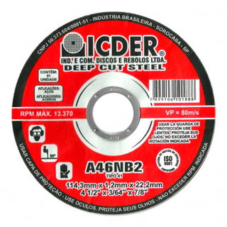 Disco de Corte ICDER Deep Cut Steel 114 mm