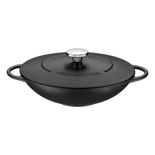 Wok Tramontina Trento em Ferro Esmaltado com Revestimento Interno em Antiaderente Starflon Excellent 32 cm 5 L