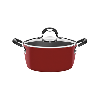 Caçarola Tramontina Mônaco Induction em Alumínio com Revestimento Interno Antiaderente Starflon Premium e Externo Siliconado Vermelho 22 cm 3,5 L