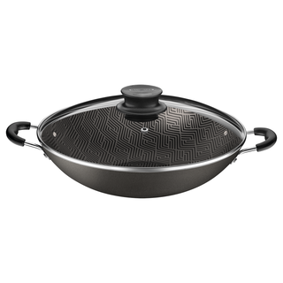 Wok Tramontina Paris em Alumínio com Revestimento Interno e Externo em Antiaderente Starflon Max Chumbo com Tampa de Vidro 36 cm 6,0 L