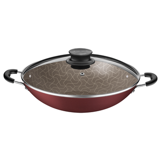 Wok Tramontina Paris em Alumínio com Revestimento Interno e Externo em Antiaderente Starflon Max Vermelho com Tampa de Vidro 36 cm 6,0 L