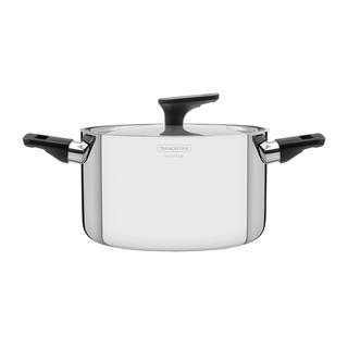 Caçarola Tramontina Grano Baquelite Funda em Aço Inox Fundo Triplo com Tampa Alças de Baquelite 20 cm 3,8 L