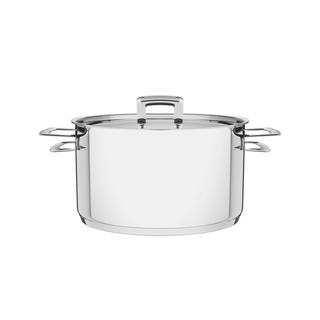 Caçarola Tramontina Funda em Aço Inox Fundo Triplo com Tampa Plana e Alças 24 cm 6,1 L