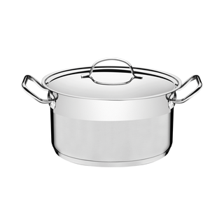 Caçarola Tramontina Professional Funda em Aço Inox Fundo Triplo com Tampa Plana Detalhe Satinado 24 cm 6,1 L